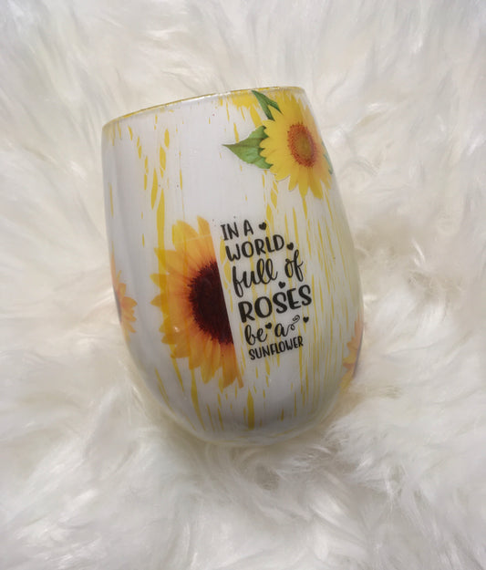 Sun Flower Wine Glass